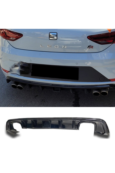AkmTuning Seat Leon Mk3 Fr Çakarlı Difüzör Parlak Siyah Plastik Sağ Sol Çift 2012-2016 Arka-difizör-bodykit-ek