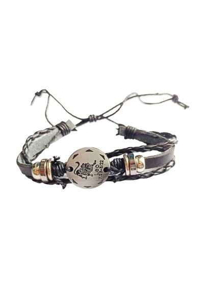 BV Brățară din piele, zodia Leu, neagră (BR53)