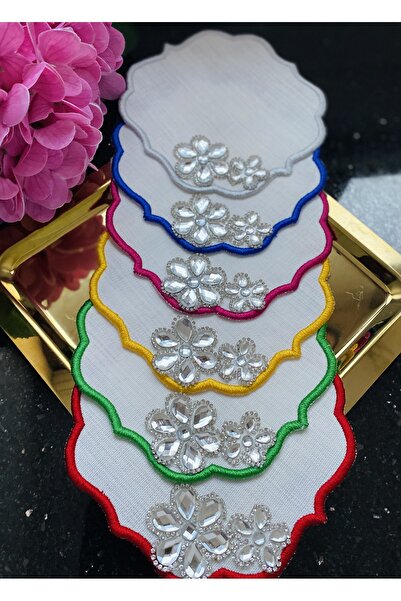 ELÇİÇEK HOME Presentation Napkin, Cocktail Napkin, Coffee Side Presentation Napkin 6 Pieces