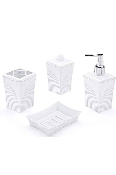 abnturk Yüksek kalite 4 Parçalı Banyo Seti Sabunluk, Diş Fırçalık, Sıvı Sabun...