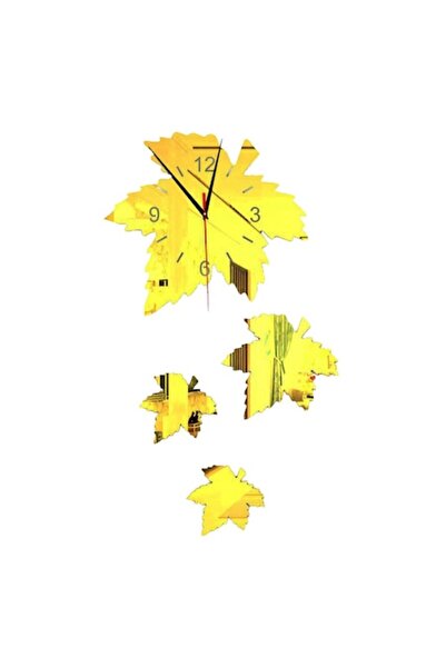 BV Decorative Wall Clock, Leaves, Acrylic Mirror, 56 cm (MC-071)