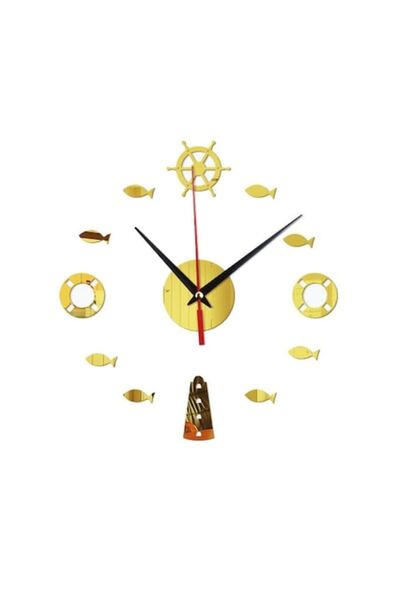 BV Decorative wall clock, Fish, Acrylic mirror, 40 cm