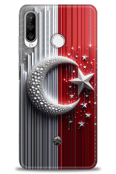 Rulet Aksesuar غطاء متوافق مع هاتف هواوي P30 لايت HD مطبوع - غطاء سيليكون بتص...