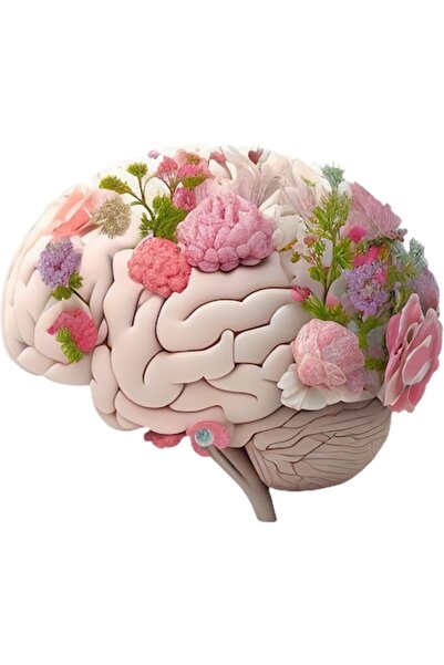 BV Διακοσμητικό αυτοκόλλητο, Εγκέφαλος με λουλούδια, Λευκό, 69 cm, 1353STK-4