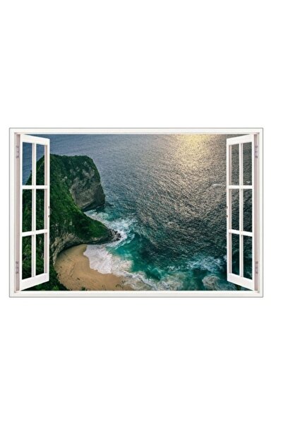 BV Autocolant decorativ, fereastră 3D, ocean, 85 cm, 590STK