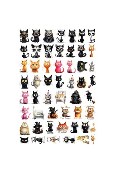 BV Sticker decorativ Colaj cu Pisicute, 53 stickere, Negru