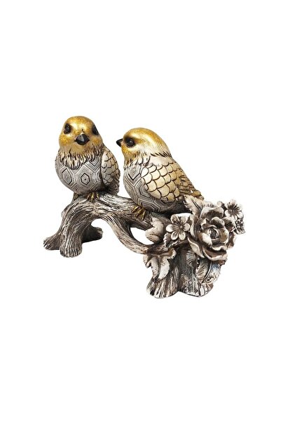 BV Decorative statuette, Birds on branch, Gray, 20 cm