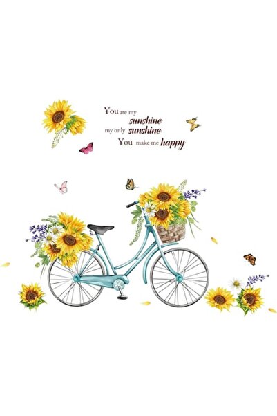 BV Autocolant decorativ cu bicicletă și flori, 120 cm, 1132STK