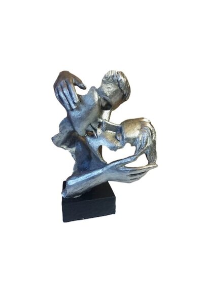 BV Decorative Statuette Mask, Lovers, Silver, 27 cm, 065SX-1