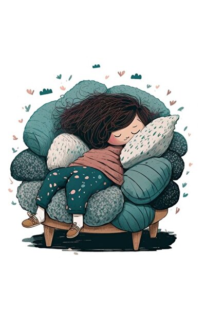 BV Autocolant decorativ - Față adormită, turcoaz, 65 cm