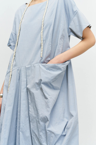 BİZE Cepli Tafta Elbise - Mavi