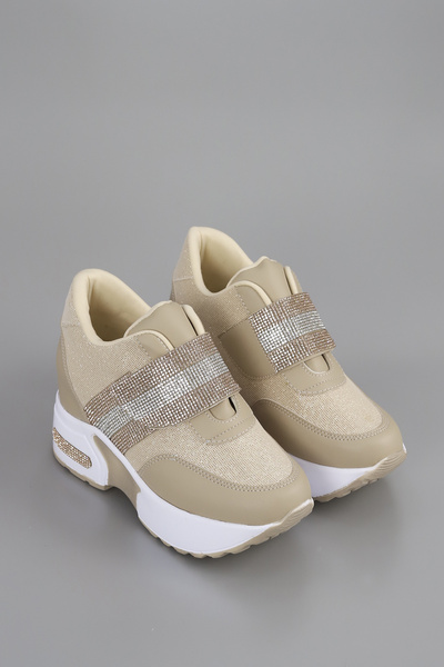 kajal ayakkabı Mdln 204 Stone Velcro Hidden Heel Sneakers