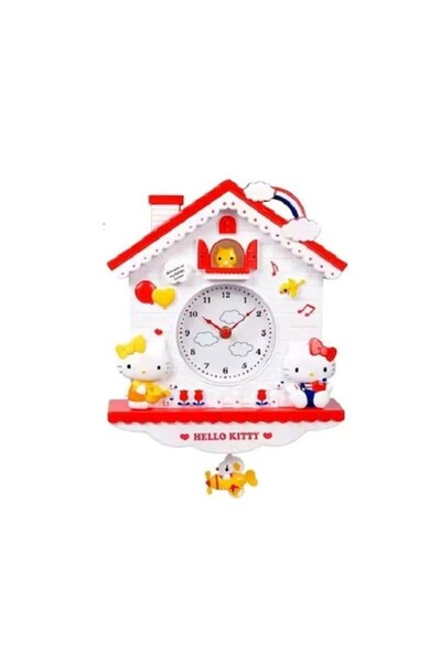 BV Children's house-shaped pendulum wall clock, Red, 30 cm (MHT620-1)