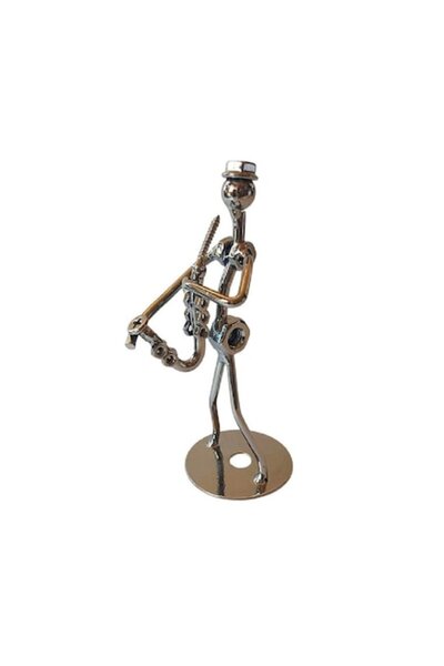 BV Ornament decorativ metalic cu muzician, negru, 13 cm (356XD-3)