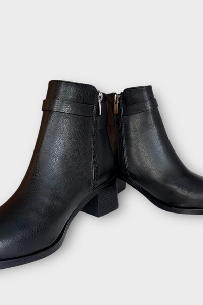 Liger Γυναικείες μπότες με φερμουάρ με λεπτομέρεια με αγκράφα ΜΑΥΡΟ - ΑΣΗΜΕΝΙΟ