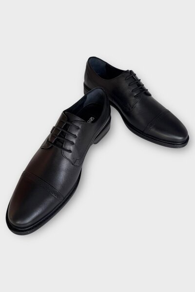 Liger Ανδρικά παπούτσια με κορδόνια από γνήσιο δέρμα ΜΑΥΡΟ - ΚΑΤΑΠΟΥΤΟ