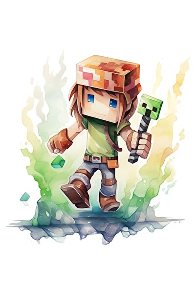 BV Декоративен стикер Minecraft, зелен, 1376STK-15