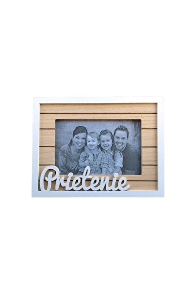 BV Wooden photo frame with white border and text "Friendship" 21x16 cm