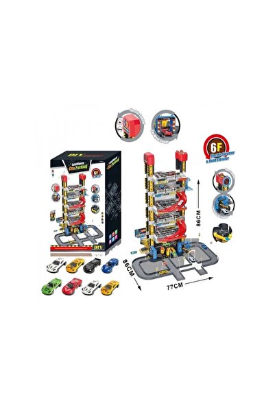 ALIBIBI multi-level car track with lift, toy cars and car wash included