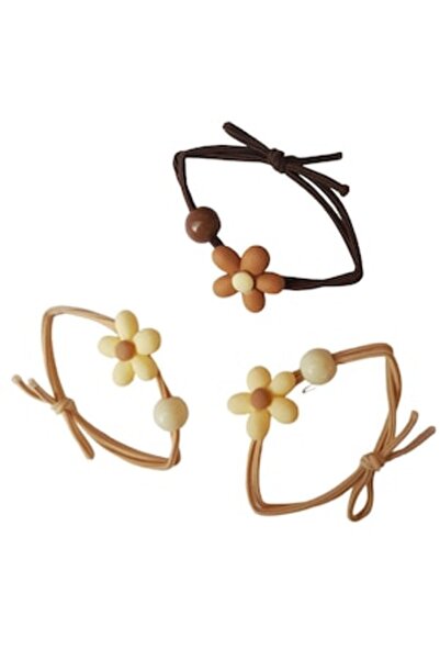 BV Set de 3 elastice de păr, Floare, 8 cm, Multicolor, 37BJ