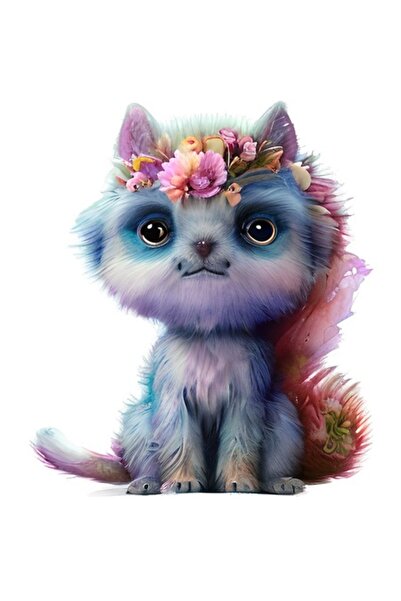 BV Autocolant decorativ, Pisică, Albastru, 69 cm, 1234STK