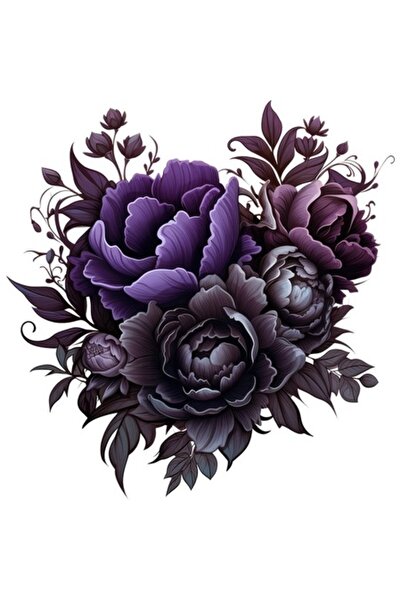 BV Autocolant decorativ, Flori, Negru, 62 cm