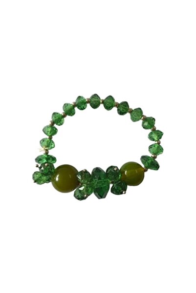 BV Brățară cu pietre și mărgele, verde, BR93