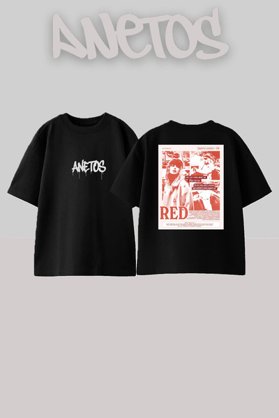 Anetos تي شيرت تايلور سويفت 6 تصميم مطبوع من القطن باللون الأسود مقاس كبير