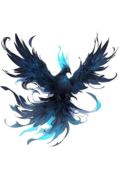 BV Autocolant decorativ, pasăre Phoenix, negru, 61 cm