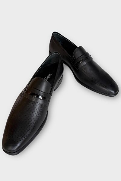 Liger Ανδρικά παπούτσια από γνήσιο δέρμα ΜΑΥΡΟ