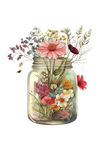 BV Autocolant decorativ, borcan cu flori, multicolor, 60x70 cm