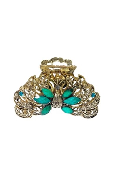 BV Agrafă de păr în formă de păun, Vintage, 7 cm, Turcoaz, 85BJ