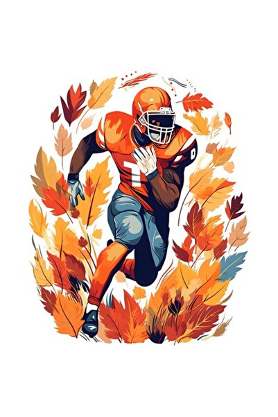 BV Autocolant decorativ - Fotbal american, portocaliu, 74 cm