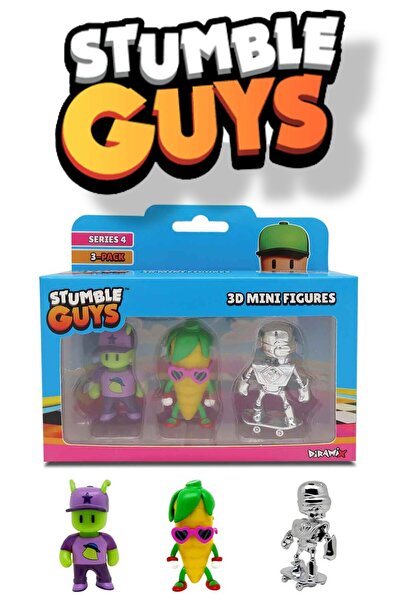 TOYFEST Stumble Guys 3'lü Mini Figür Seri 4 - Abducted Guy - Corn - Silver Sk...