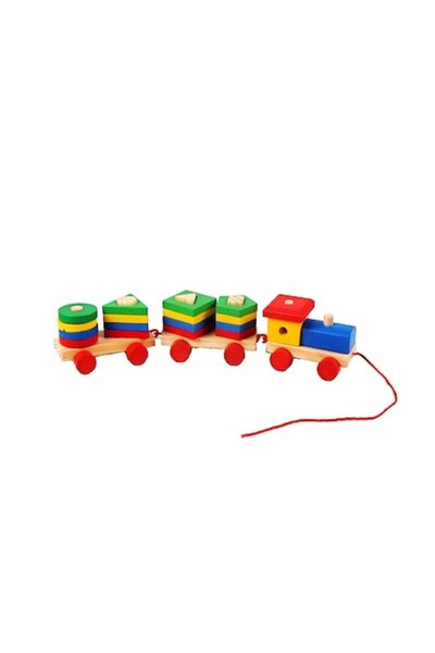 BV Wooden train with geometric shape matching, 22 pieces, MWZ3055