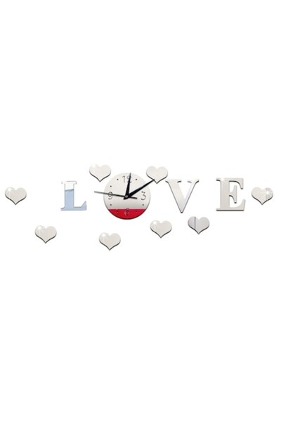 BV Decorative wall clock - "Love", Acrylic mirror, 50 cm (LK-13)
