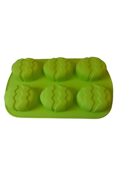 BV Formă de silicon în formă de ou pentru prăjituri, verde, 6 cavități, 26 cm