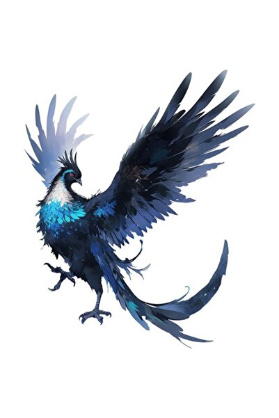 BV Autocolant decorativ, pasăre Phoenix, negru, 72 cm, 1323STK-2