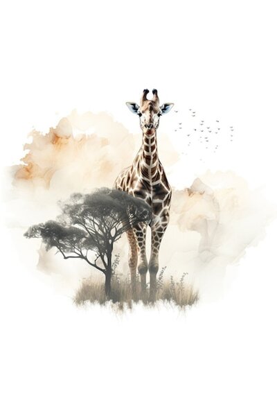 BV Autocolant decorativ - Girafă (Maro), 70 cm