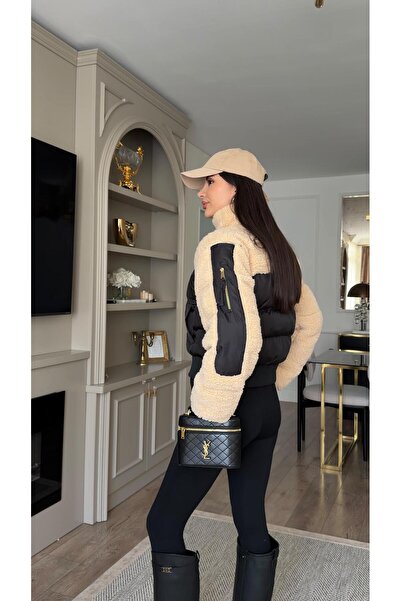 HAZELANNA Plush Detailed Inflatable Coat