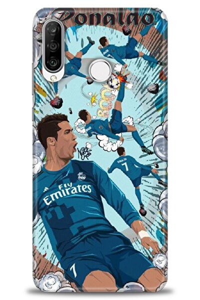 Rulet Aksesuar غطاء متوافق مع هاتف هواوي P30 لايت HD مطبوع + واقي شاشة سيرامي...