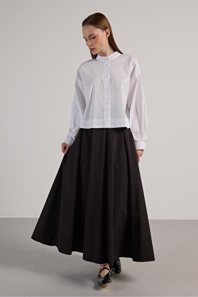 minaaise Women's White Design Oversize Short Shirt 30019