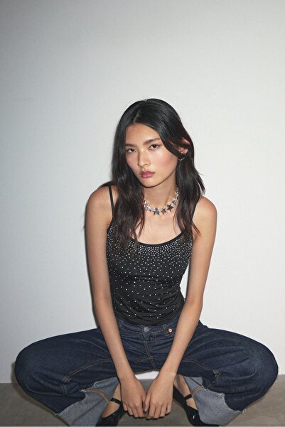 Stradivarius Askılı parlak üst