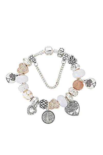 Tessero Brățară de damă cu 22 de pandantive, model pomul vieții, placată cu argint, 18 cm