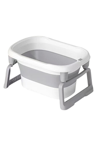 LITTLE ANGEL - حوض استحمام قابل للطي للأطفال مع أرجل مضادة للانزلاق - رمادي