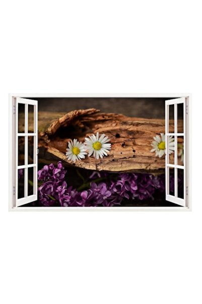 BV Autocolant decorativ, fereastră 3D, flori, 85 cm, 304STK