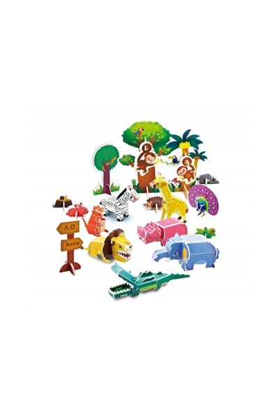 ALIBIBI Puzzle 3D cu animale de la grădina zoologică, 81 de piese