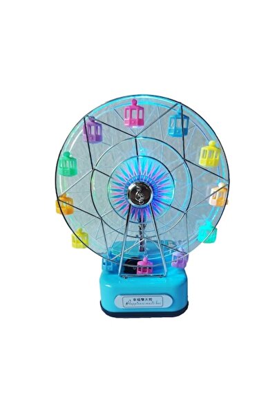 BV Music box with key, large wheel with lights and key, Blue, 22 cm