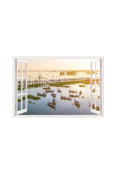 BV Autocolant decorativ, fereastră 3D, lac, 85 cm