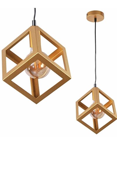 best power Industrial Cube Ceiling Light - Gold Metal Chandelier